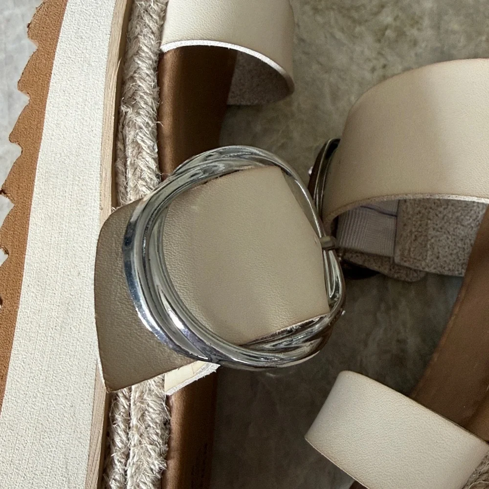 Seychelles Jaycie NWOT Cream Memory Foam Platform Sandals Buckle 8.5 - Picture 9 of 10